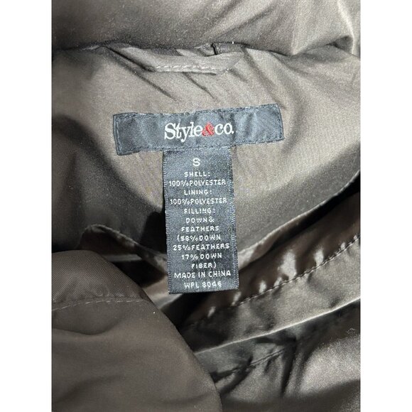 Style & Co Womens Hooded Down & Feathers Coat Brown S - Picture 4 of 4